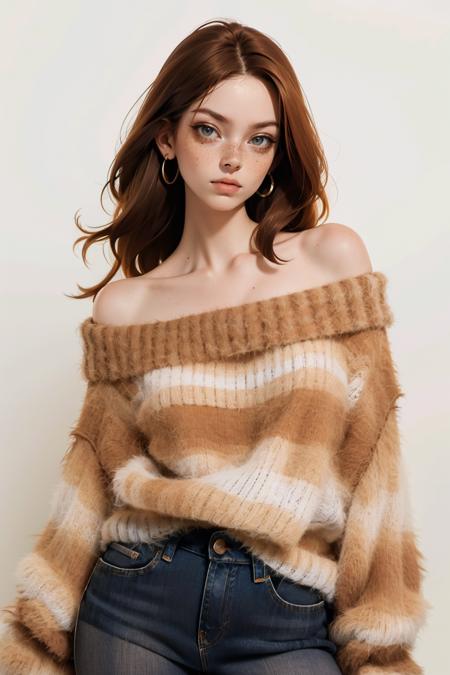 Fuzzy off the shoulder sweater top